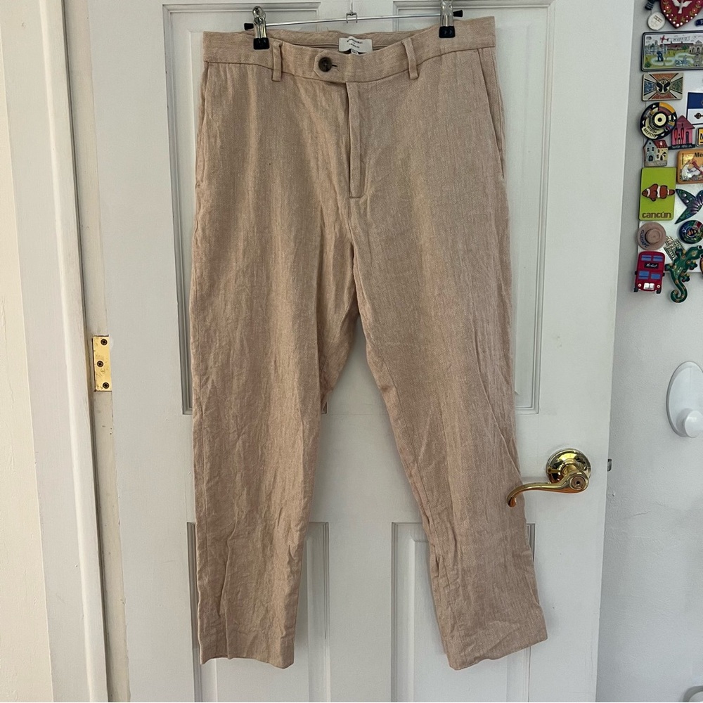 Banana Republic Men’s Tailored Fit Beige Linen Pants Size 33x30